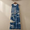 thumbnail image 4 of Xoenoiee Blue Pine Tree Cloud Print Summer Dresses for Women Long Flowy A Line Sleeveless Maxi Sundresses with Pockets, Cotton Linen Lightweight Boho Beach Vacation Clothes Resort Wear, M, 4 of 7