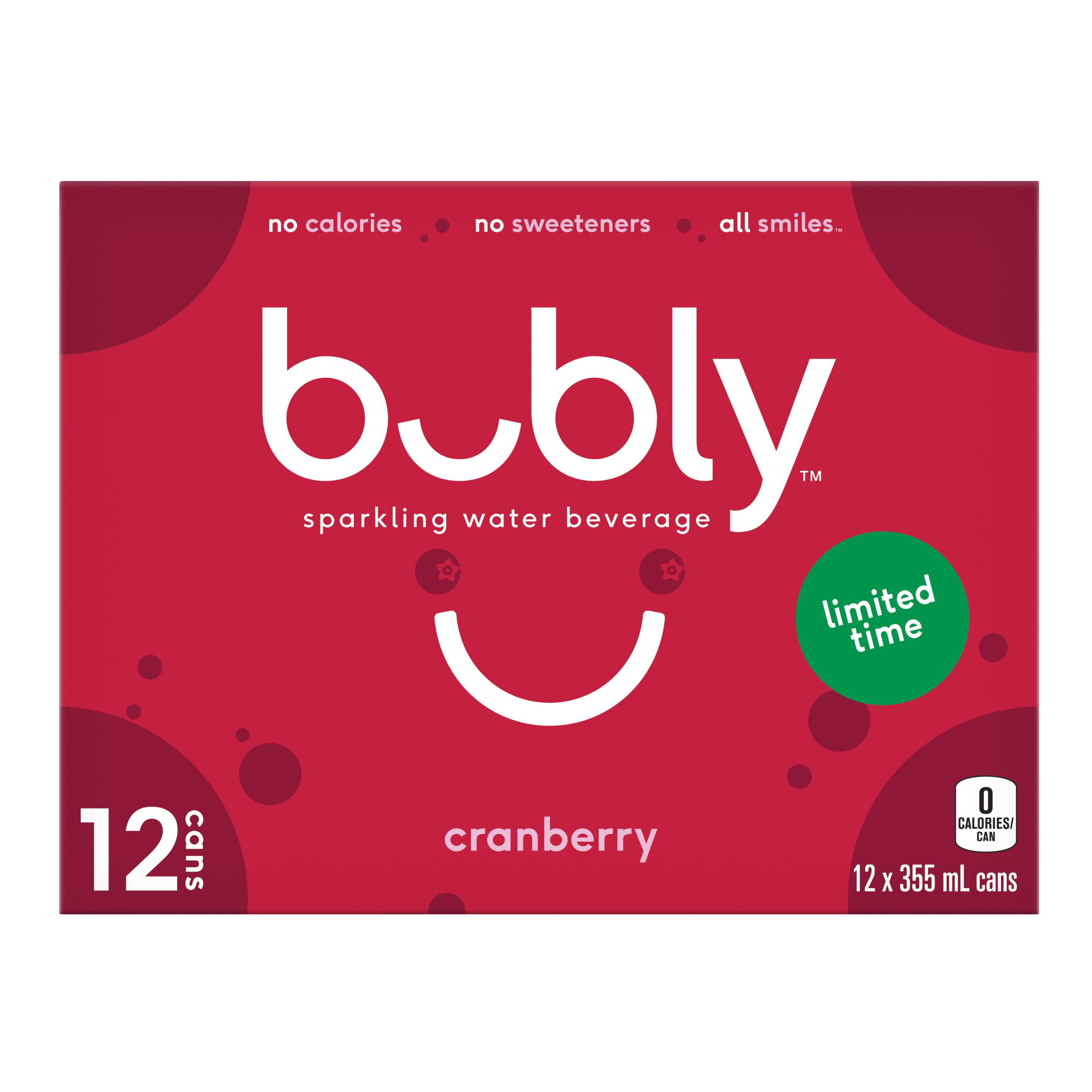 Bubly Cranberry Sparkling Water 12 x 355 mL, Cans