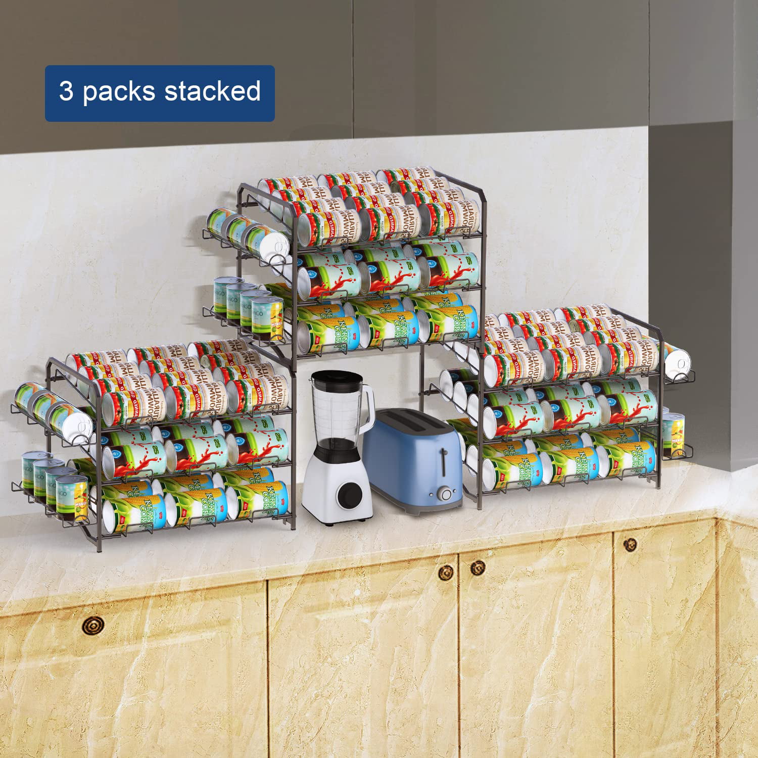 Simple Trending Can Rack Organizer, Stackable Can Storage Dispenser Holds  up to 36 Cans for Kitchen Cabinet or Pantry, Bronze