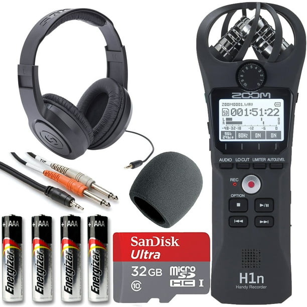 Zoom H1n Handy Recorder Black + On Stage Windscreen + SanDisk Ultra