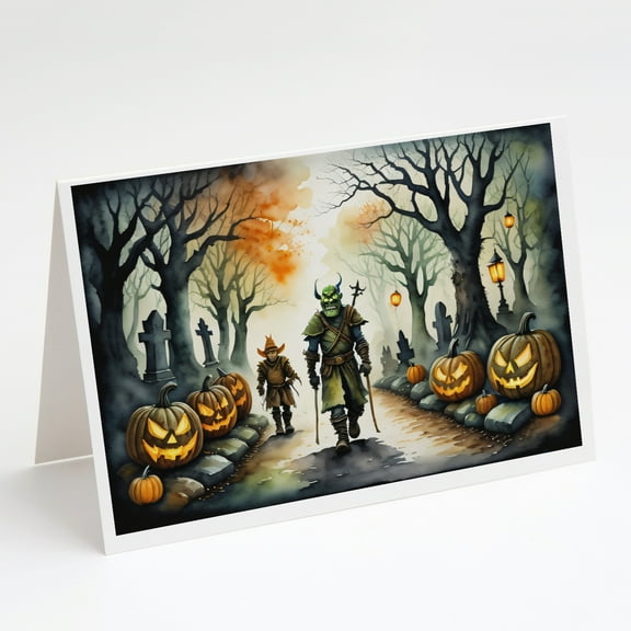 Orcs Spooky Halloween Greeting Cards and Envelopes Pack of 8 7 in x 5 in