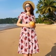 thumbnail image 4 of Easygdp Cute Ladybugs 1 para Vestido Transpirable de Mujer, Vestido Suelto de Manga Corta con Pliegues y Bolsillos para el Verano, 4 of 6