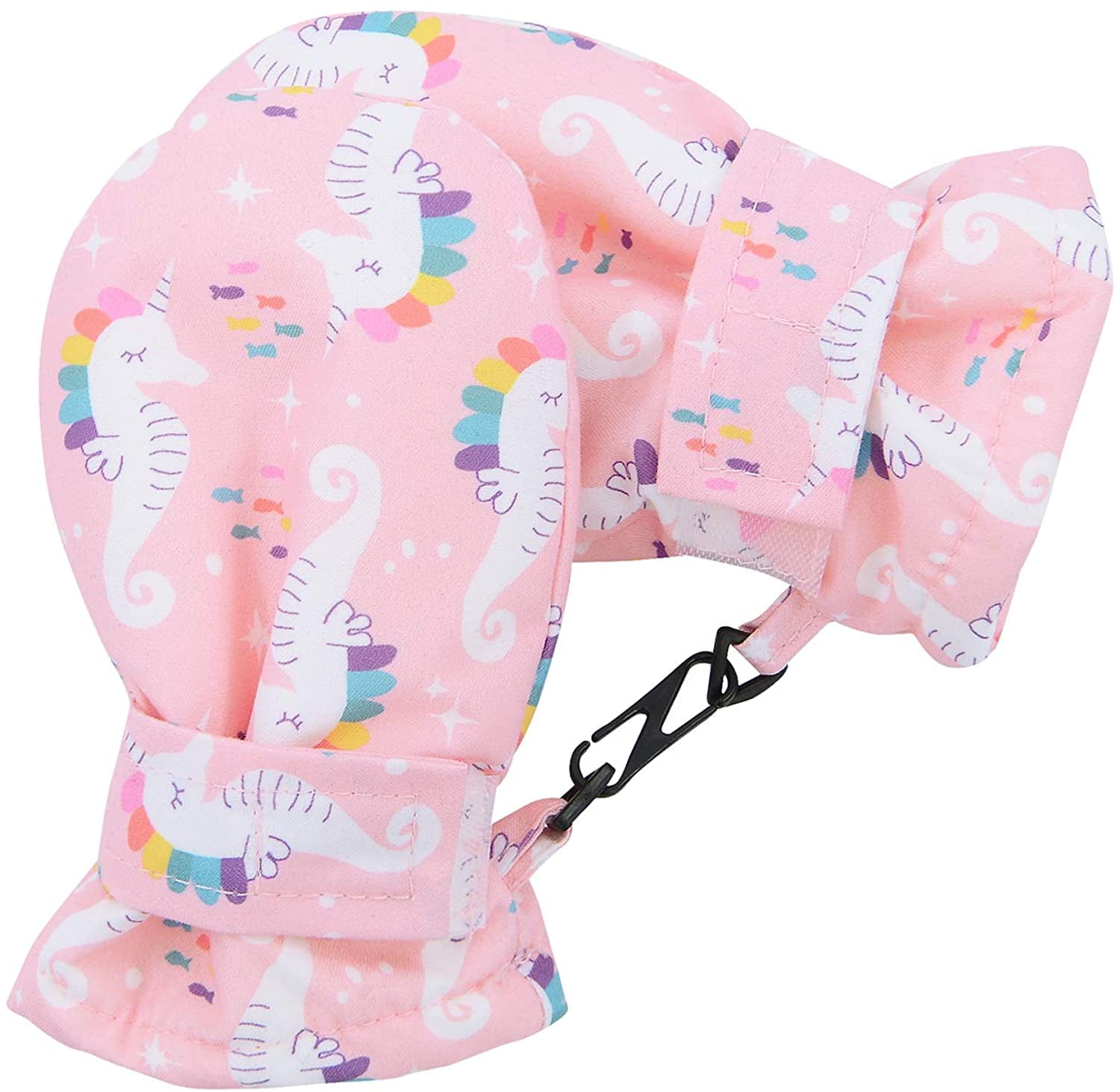 Zando Toddler Kids Ski Gloves for Kids Snow Gloves Waterproof Warm Toddler Mittens for Winter Outdoor Sports Pink Rainbow Seahorse S