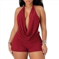 thumbnail image 3 of Trajes para Mujer, Ropa de Club, Elásticos, Sin Espalda, Transparentes, Conjuntos de 2 Piezas para Mujeres Que Salen Rojo S, 3 of 8
