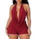 thumbnail image 3 of Trajes para Mujer, Ropa de Club, Elásticos, Sin Espalda, Transparentes, Conjuntos de 2 Piezas para Mujeres Que Salen Rojo S, 3 of 8