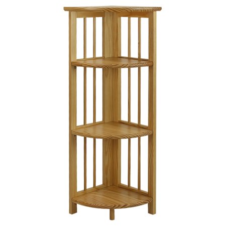 4-Shelf Corner Folding Bookcase - Natural