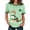 Light Green, variant on Womens Tops Casual T Shirts Animal Cat Graphic Knitted Ribbed St. Patrick's Day Short Sleeve Crew Neck Y2k Clothes Beige