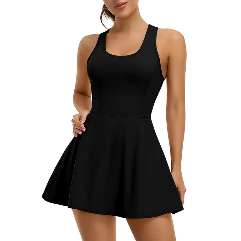  Topcloset Tennis Dress for Women Workout Dress with Built-in Bra  & Shorts Pockets Athletic Dress for Exercise Golf Dresses, Black, XS :  Clothing, Shoes & Jewelry