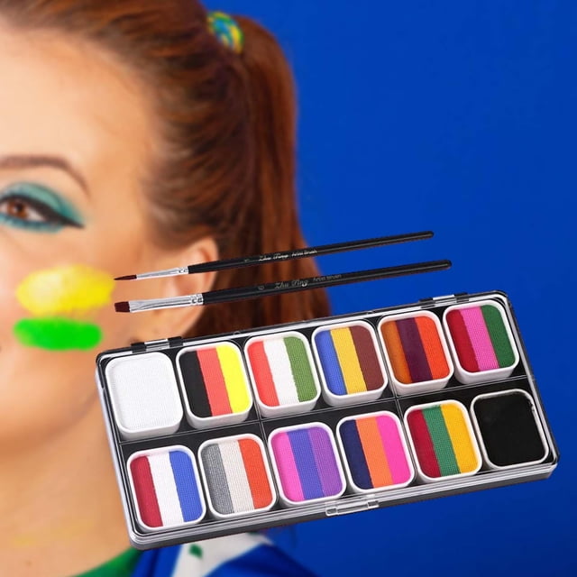 Pintura facial y corporal Perfecl con 2 pinceles 12 colores para niños y adultos
