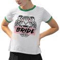 thumbnail image 2 of Tiger Bride Ringer Tee Shirt Unisex Small White/Kelly Green, 2 of 5
