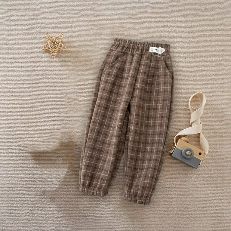 Edvintorg 1-10 Years Boys Plaid Pants Clearance Cute On Unisex Toddler  Jogger Pants Kids Cotton Elastic Waist Winter Warm Sweatpants Costumes For  Boys