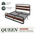 thumbnail image 5 of Amolife Queen Bed Frame with Headboard and Footboard, Metal Platform Bed, No Box Spring Required, Black-Brown, 5 of 9