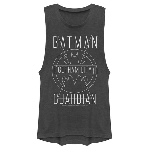 Junior's Batman Gotham City Guardian  Festival Muscle Graphic Tee Charcoal Large
