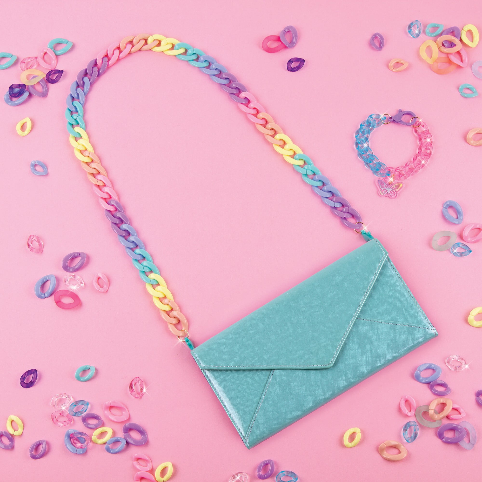 Make It Real: All Linked up Pastel DIY Jewelry Kit - Create Link Bracelets Necklaces & More, 317 Pieces, Colorful Plastic Links, Tweens & Girls Ages 8+