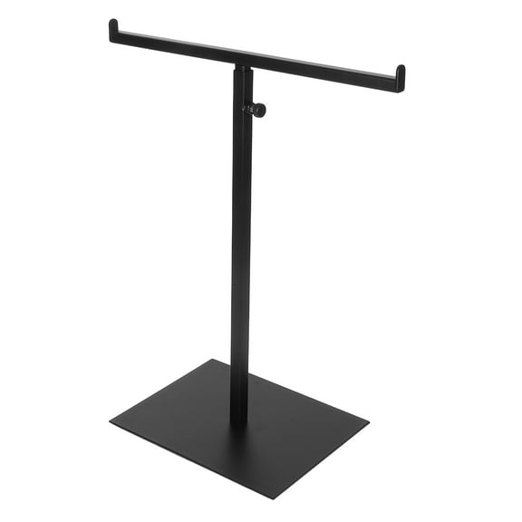 FRCOLOR Purse Organizer Stand T Shaped Black Stainless Steel Display Stand for Collection 1Pack