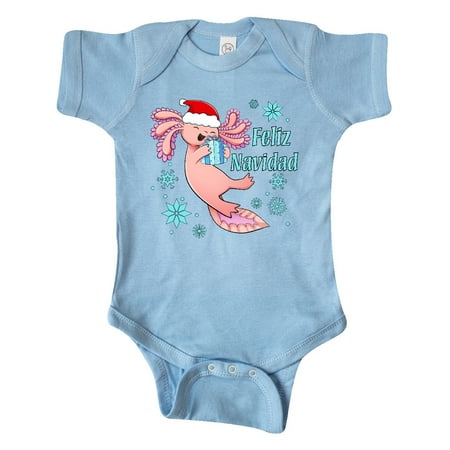 

Inktastic Feliz Navidad Cute Axolotl in Santa Hat with Snowflakes Gift Baby Boy or Baby Girl Bodysuit
