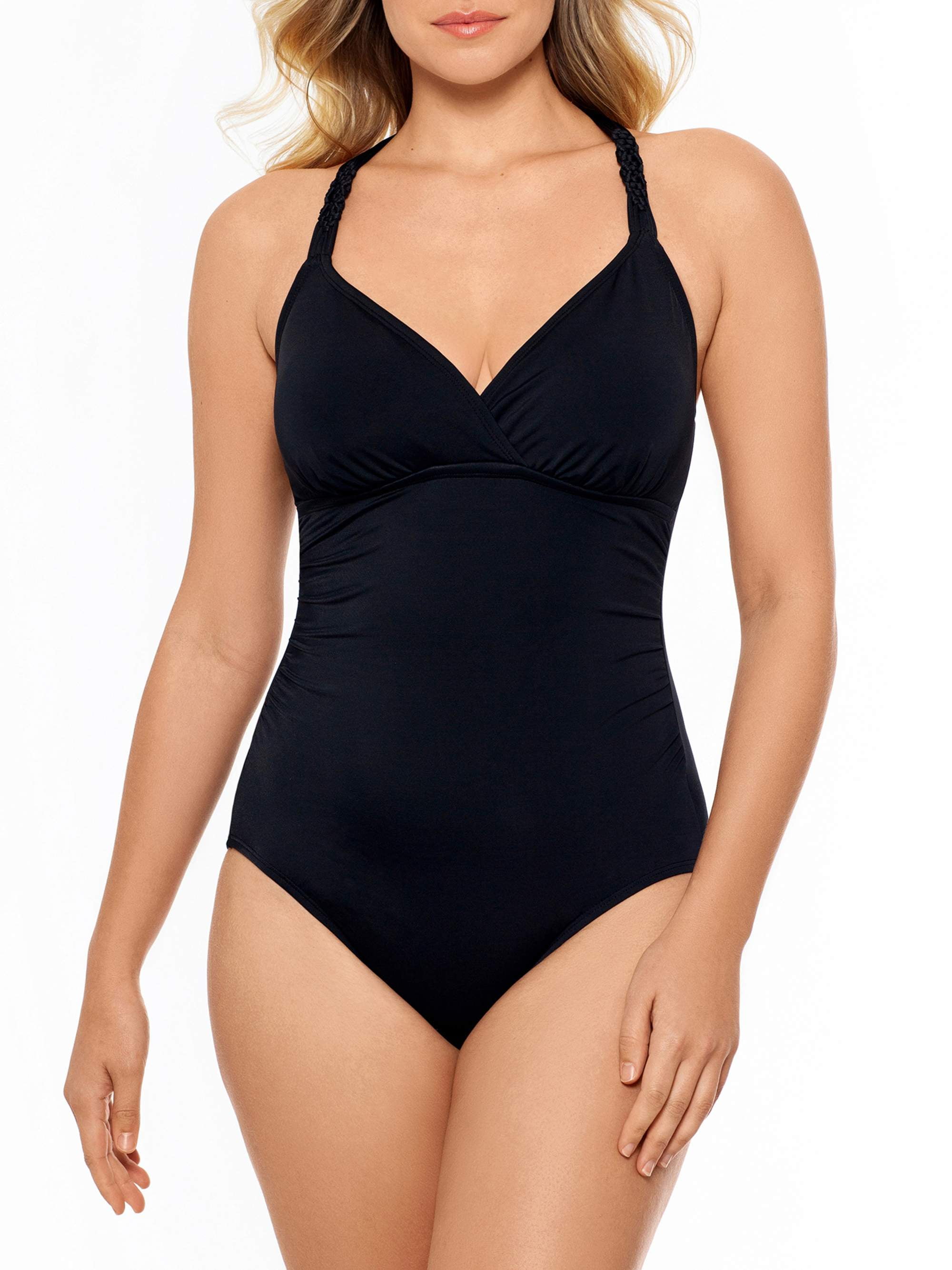 black wrap one piece swimsuit