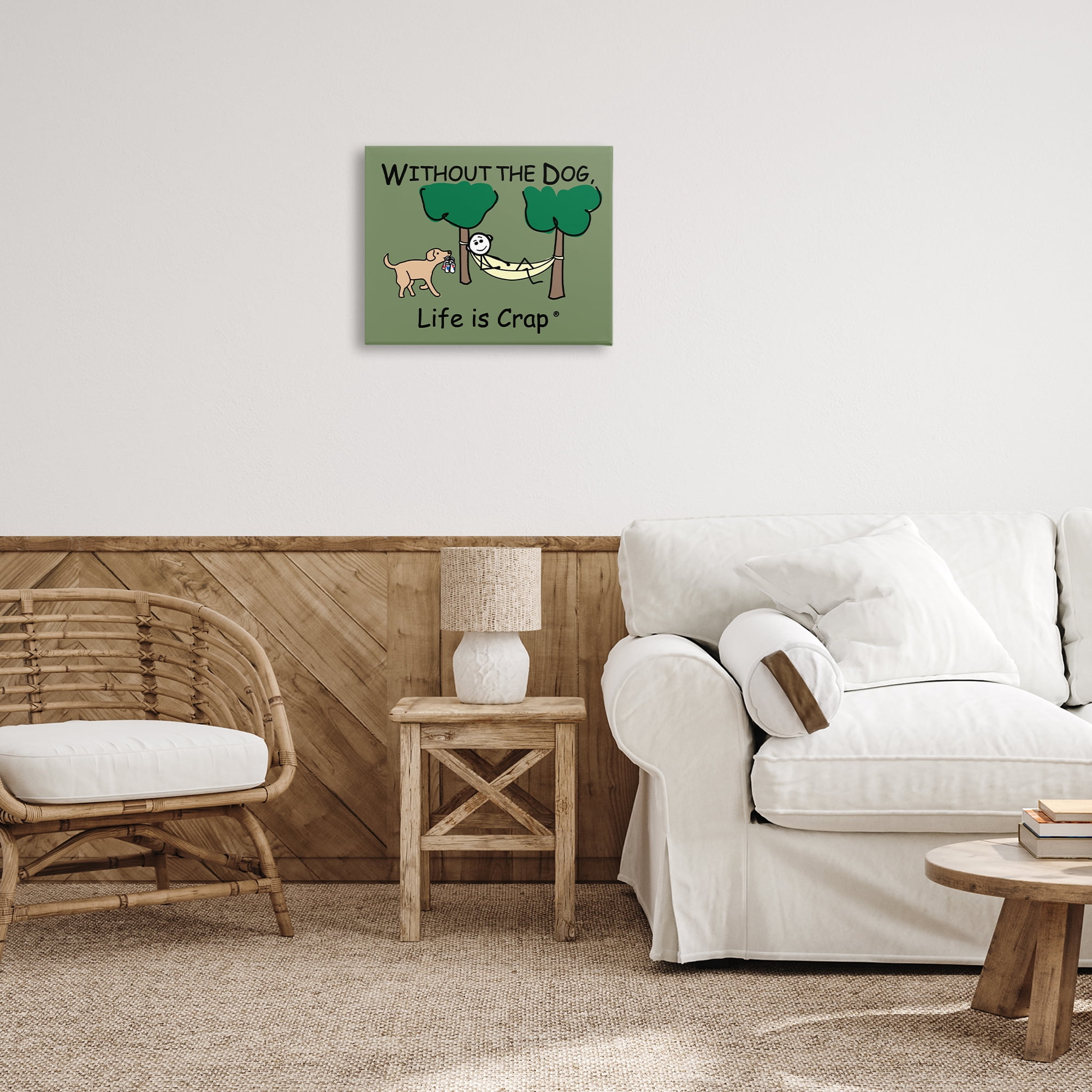 Stupell Industries Life Crap Without Dog Novelty & Humor Painting Wrapped Canvas Art Print Wall Art, 20 x 16