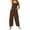 Coffee, variant on Summer Workout Jumpsuits for Women Plus Size Wide Leg Baggy Bib Overalls Casual Simple Solid Color Sleeveless Rompers with Pockets for Daily Leisure Wear Dark Blue S