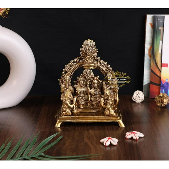 Big Brass Ram Darbar Statue Shree Ram Ji Sita Laxman Hanuman Home Décor Brass Metal Bhagwan Idol Murti for Mandir Temple Gift