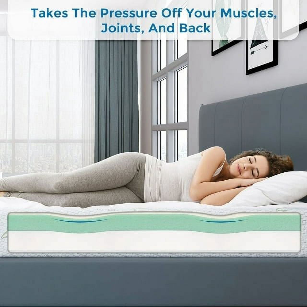 King Size Mattress, 12 inch Green Tea Memory Foam Mattress, Medium Feeling Mattresses with Cool
