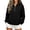 Black, variant on Women’s Half Zip Hooded Sweatshirt - Fall Long Sleeve Loose Pullover Tops - Casual Outdoor Sport Loungewear Tops with Pockets