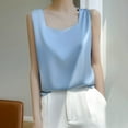thumbnail image 2 of Nmnitkp Womens Tops Womens Silk Satin Tank Tops Summer Tank Shirt Round Neck Sleeveless Blouse Camisole Summer Tank Shirt Loose Fit Basic Summer Casual Shirt, 2 of 3