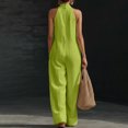 thumbnail image 5 of JULMCOMO Jumpsuits for Women Deep V Neck Halter Loose Fit Summer Outfits Sleeveless Wide Leg One Piece Casual Rompers with Pockets Green 2XL, 5 of 5