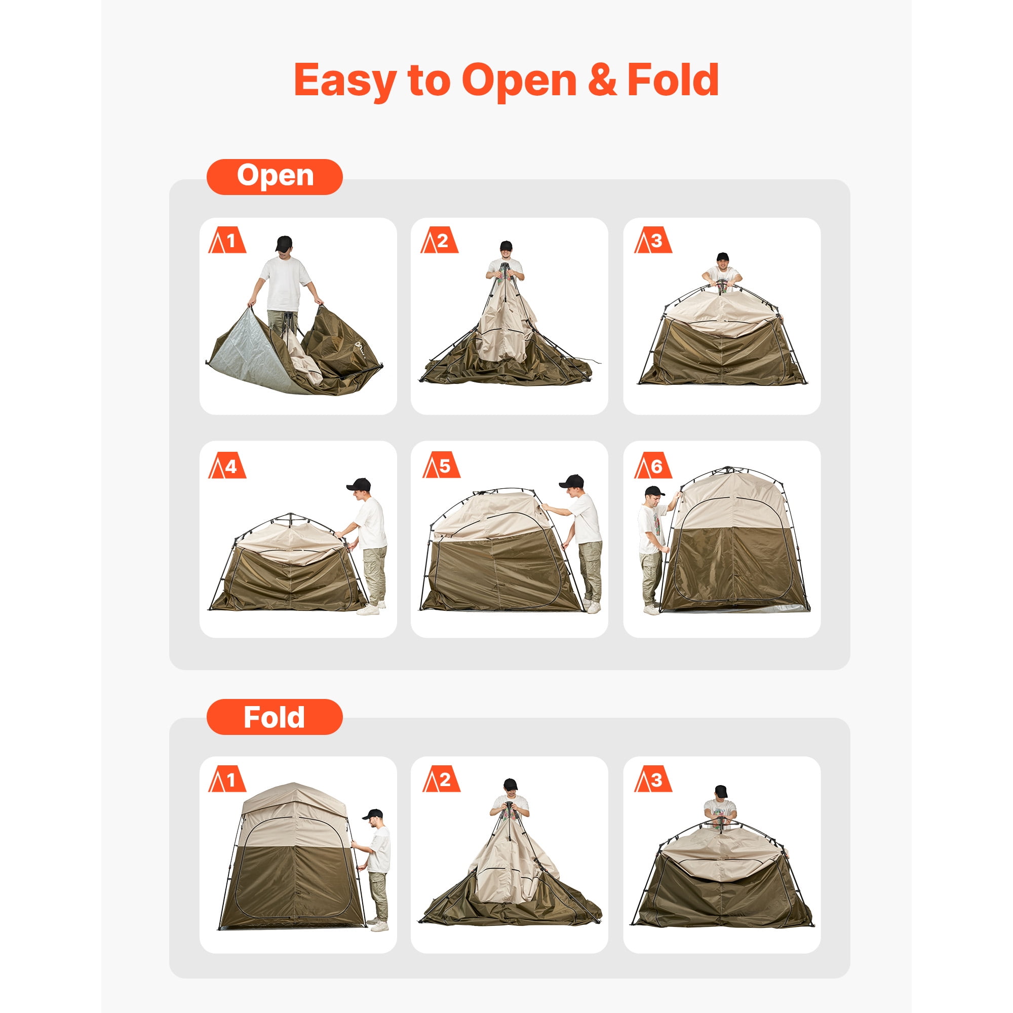 KFFKFF Portable Camping Shower Tent, Dual-Room Privacy Shelter with Stakes, Ropes, and Carry Bag, Durable 150D Oxford Fabric with Silver Coating, Ideal for Camping, Beach Trips, and Fishing