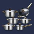 thumbnail image 1 of Juego de Utensilios de Cocina de 6x, Juego de Ollas Y Sartenes, Sartén Antiadherente, Cacerola con Tapa de Vidrio, Olla para Sopa, Cocina, Acero Cacerolas con olla sopera, 1 of 8