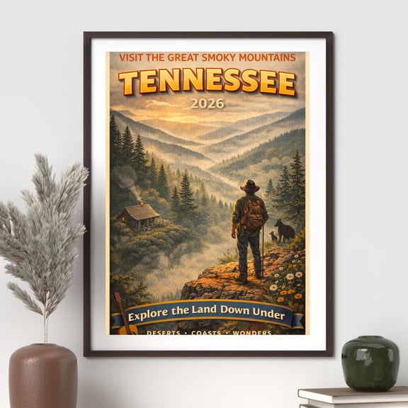 Smoky Mountains Tennessee Vintage Poster Appalachian Landscape Poster , Poster Print Only