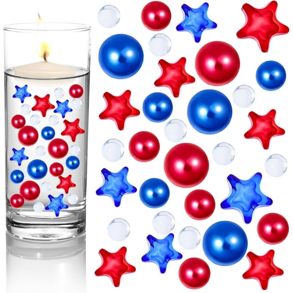 6200 Pieces Patriotic Vase Filler Red White Blue Vase Beads Patriotic Pearl for Vase Ornaments Floating Candle for Veterans Day Memorial Day Party Home Table Decor Colorful