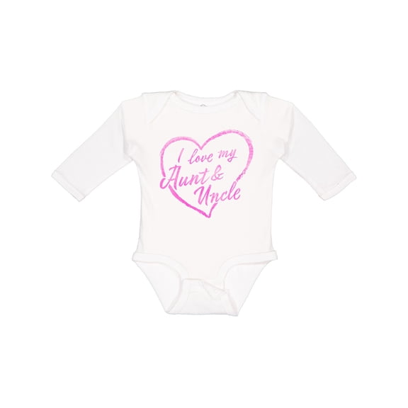 Inktastic I Love My Aunt and Uncle in Pink Chalk Heart Boys or Girls Long Sleeve Baby Bodysuit