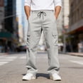 thumbnail image 6 of Dresfit Cargo Sweatpants for Men Elastic Waist Big and Tall Baggy Pants Casual 2026 Loose Uncuffed Hiking Sweat Pants Lounge Outdoor Trousers Light Gray XL, 6 of 7