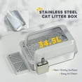 thumbnail image 4 of PawHut 2 Pack Stainless Steel Litter Box, Metal Litter Box High Sided, Anti-Urine Leakage, Non-Sticky, with Metal Scoop & Scoop Holder, Light Gray, 4 of 9