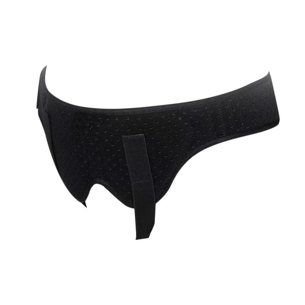 Cinturón para hernia, braguero para hernia, soporte de espuma de perfil bajo, correa ajustable para la cintura para hernia Negro M