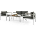thumbnail image 2 of Costway 4 PCS Patio Aluminum Sofa Set Coffee Table Cushioned Loveseat Chair WPC Armrests, 2 of 10