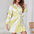 thumbnail image 3 of Yellow And White Sunburst Night Robe Long Sleeve V Neck Robe With Belt Women's Sleepwear Dresses, 3 of 9