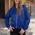 thumbnail image 2 of jtjvou Women's Jacket Lightweight Zip Up Jacket Casual Striped Jacket Coat Outerwear Windbreaker with Pockets Blue L, 2 of 8