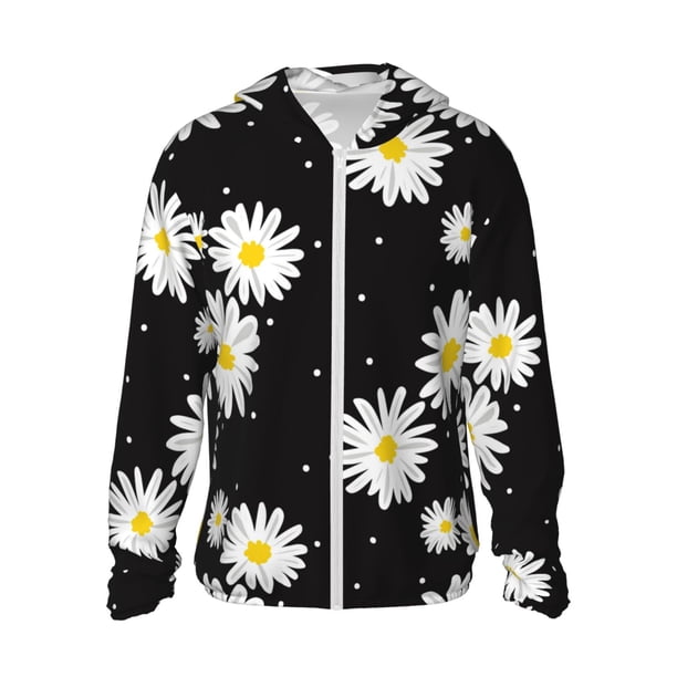 Fotbe Daisies Flowers Chaqueta con Protección Solar UPF 50+ para Hombre y Mujer, Camisa con Capucha y Bolsillos-3X-Large