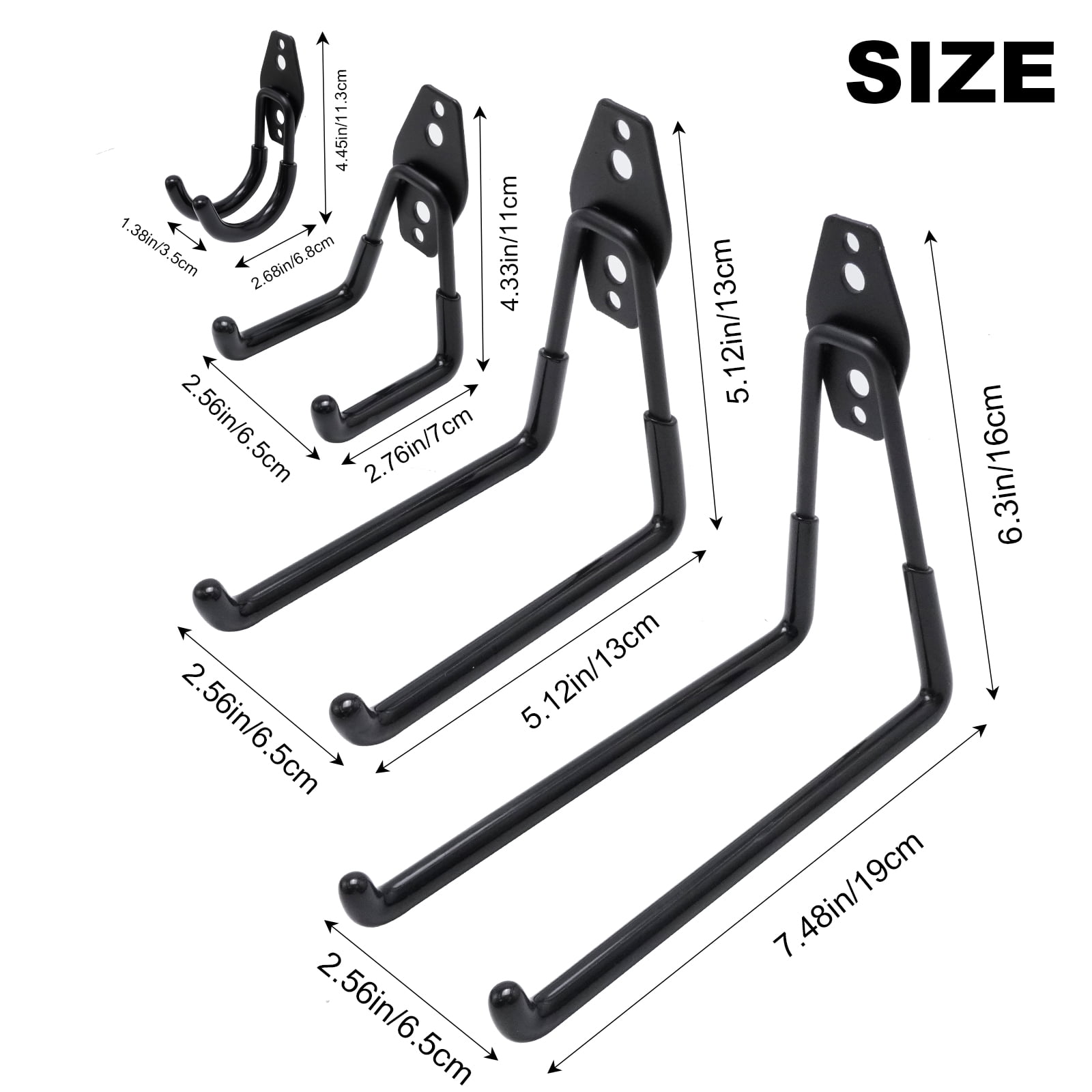 Metal Heavy Duty, 12-Pcs Garage Wall Hooks, Ideal for Organizing Power Tools & Saving Storage Space