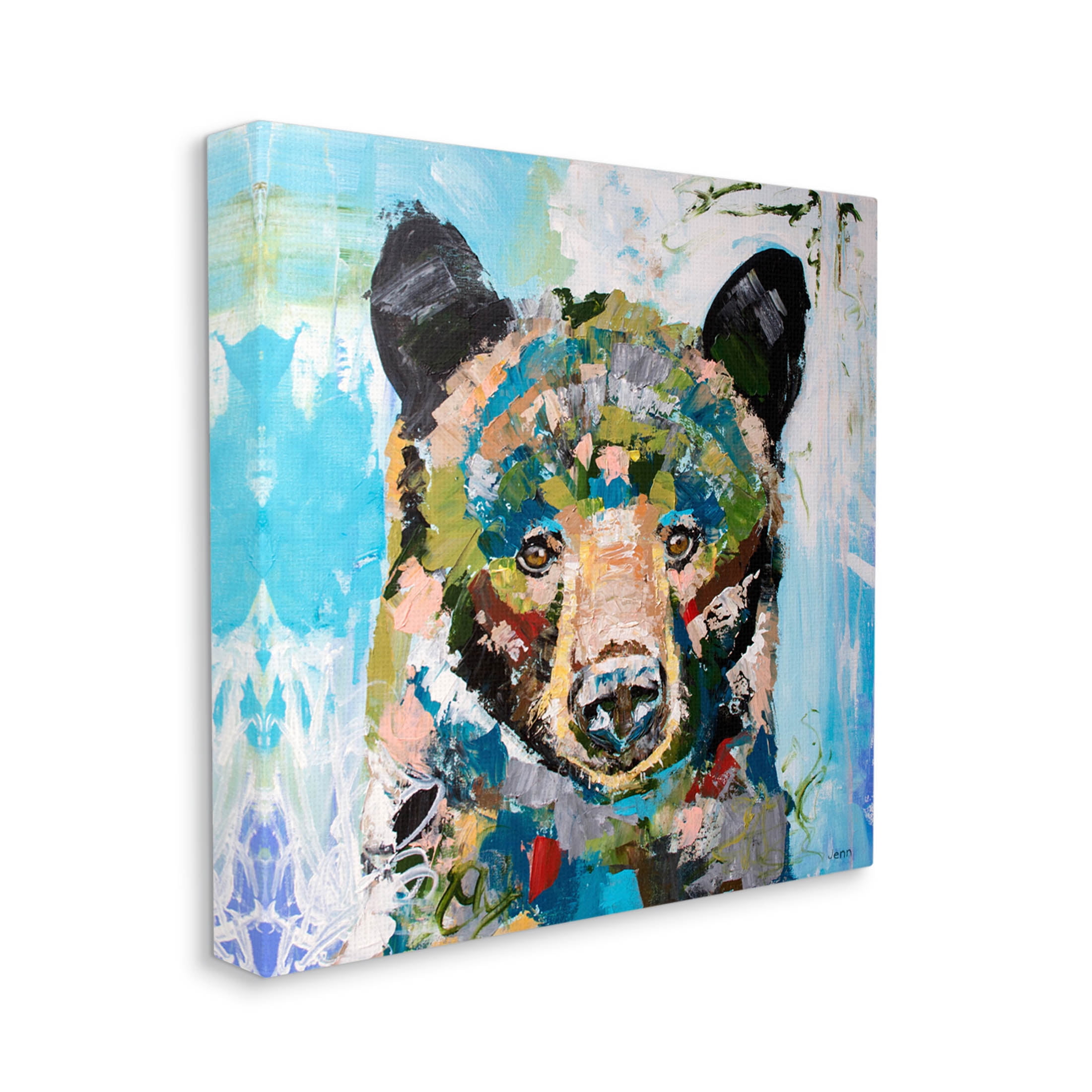 Abstract Chaotic Bear Wildlife Animals & Insects Painting Gallery Wrapped Canvas Print Wall Art