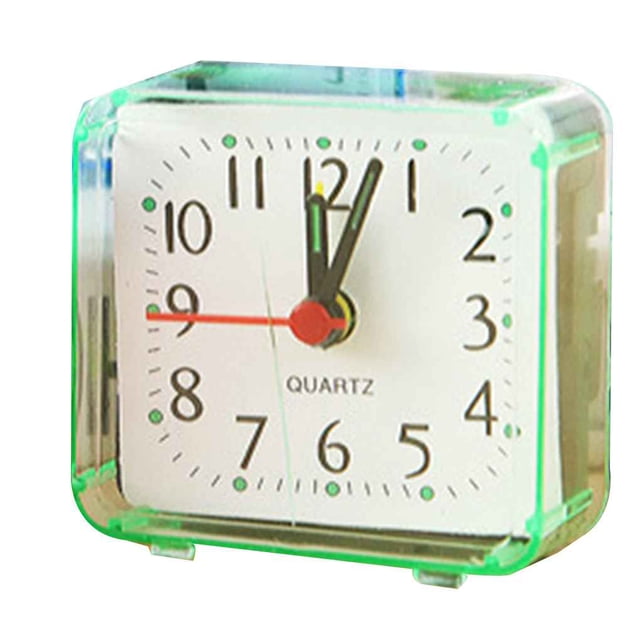 Homeholiday Square Small Bed Alarm Clock Transparent Case Compact Travel Clock Mini Children Student Desk Watch