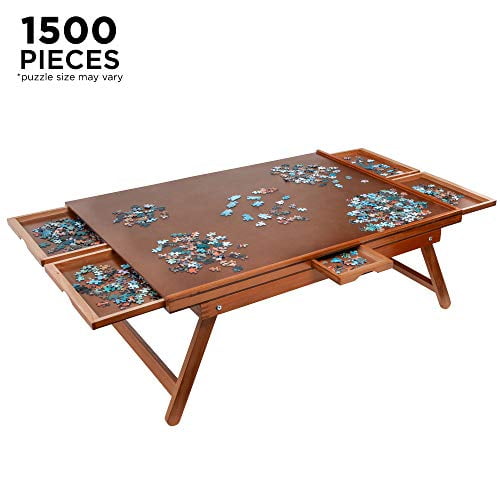 Jumbl Puzzle Board Rack | 27" x 35" Wooden Jigsaw Puzzle Table w/ 6