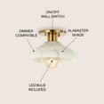 thumbnail image 4 of JONATHAN Y Amara 10" 1-Light Mid-Century Classic Alabaster/Iron LED Semi Flush Mount, White/Brass Gold, 4 of 10