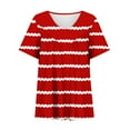 thumbnail image 4 of GaThRRgYP Stylish Basic Short Sleeve V Neck Tops Women's,Women Plus Size Short Sleeves V-Neck Print Blouse Pullover Short Sleeve Blouses Red M, 4 of 5