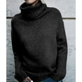 thumbnail image 4 of Women Oversized High Neck Pullover Sweater Cable Knit Long Sleeve Sweater Tops Black XL, 4 of 9