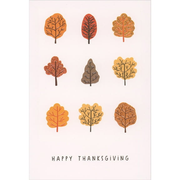 Pictura Nine Embossed Autumn Trees in Three Rows Thanksgiving Card