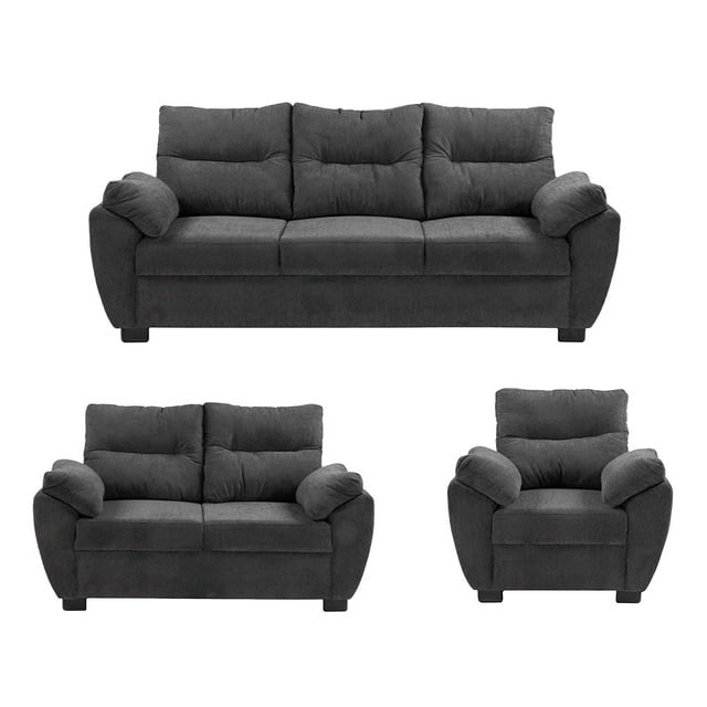 Sala 3-2-1 DICASA Venecia (Sofá, Love Seat y Sillón) Gris Carbon para Sala
