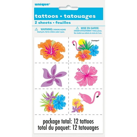 Luau Flower Tattoo Sheets, 2ct